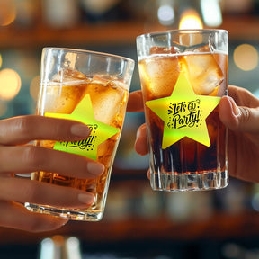 Gold holographic thermal labels boast a shimmering gold finish that adds a luxurious touch to glassware.