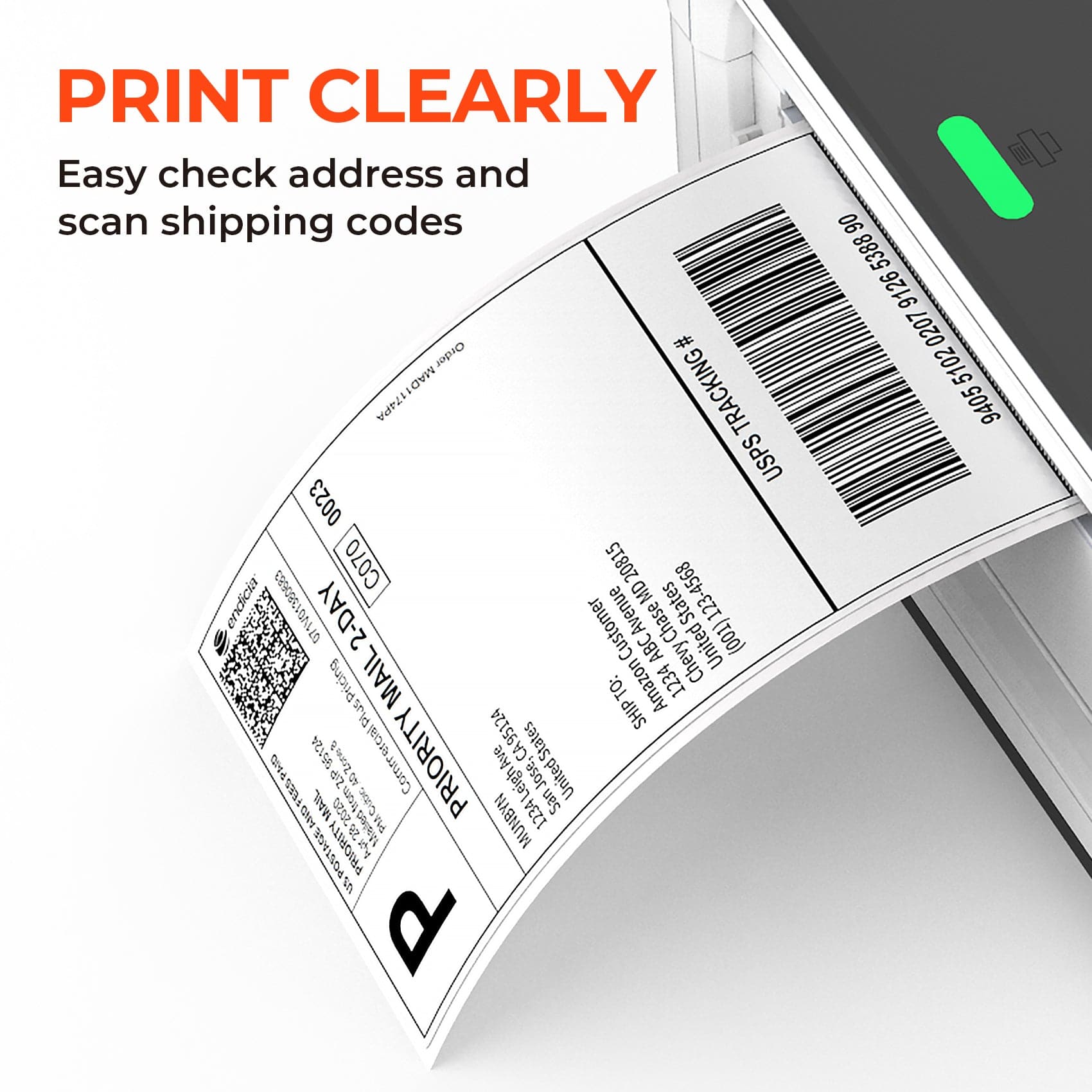 MUNBYN label printer paper with test quantity count, showing a roll of adhesive label sheets for printing labels.