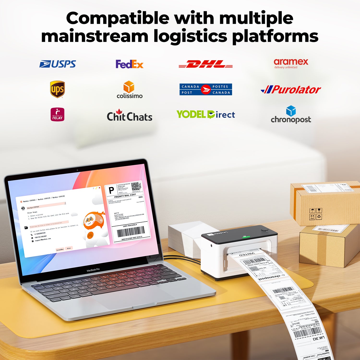 MUNBYN Label Converter Software supports various shipping and selling platforms.