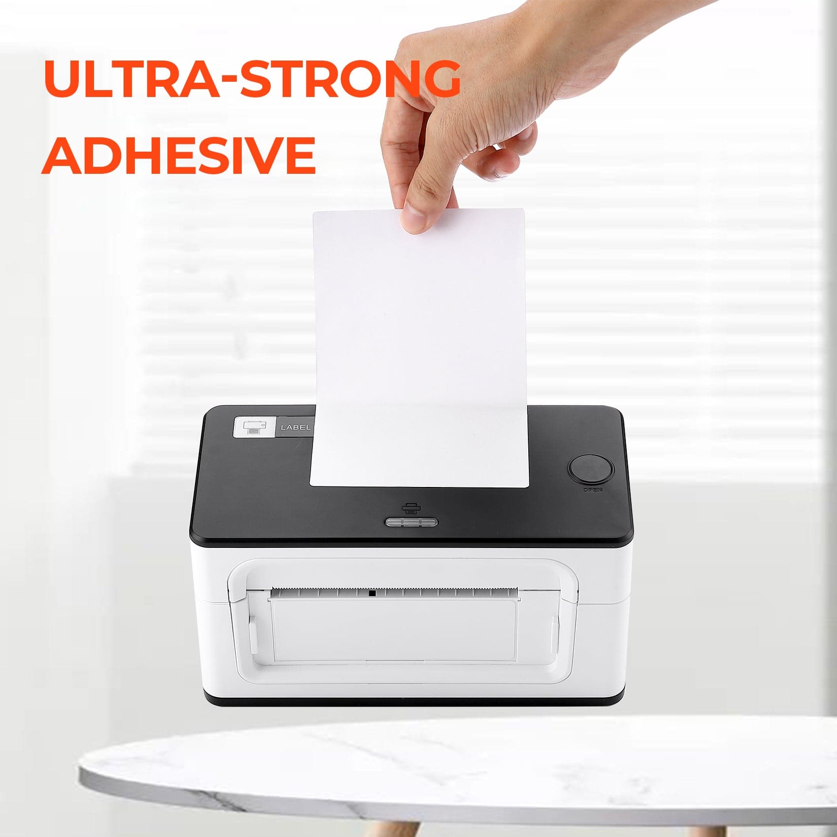 MUNBYN label printer paper sheet displaying test quantity count for printing labels or receipts.