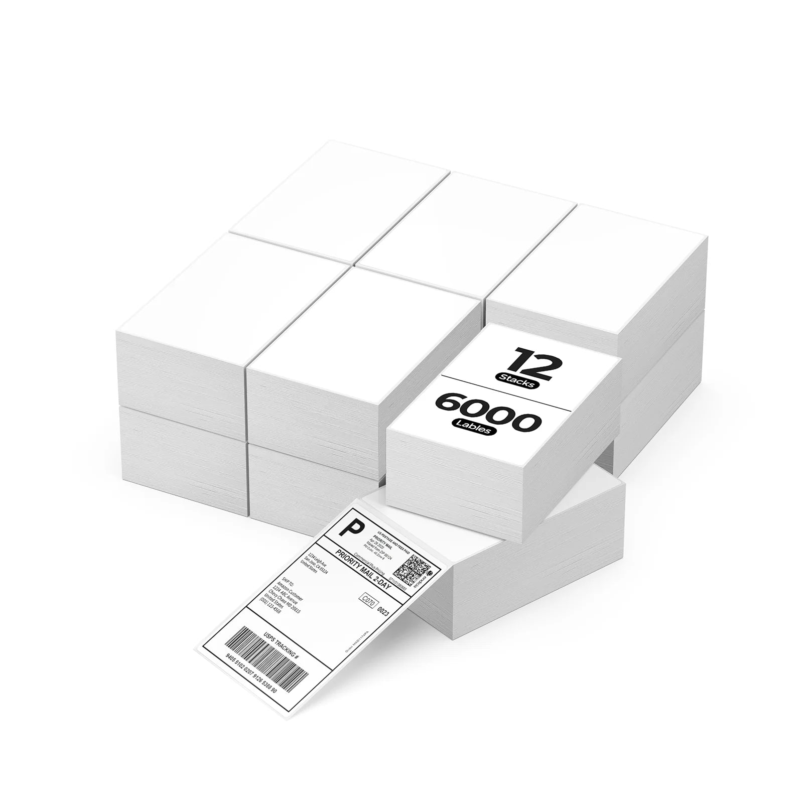 MUNBYN 4x6 Direct Fan-fold Thermal Shipping Labels (500 Labels / Pack)