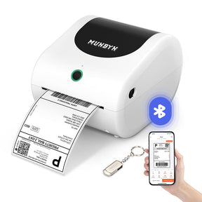 The MUNBYN 411B Bluetooth Label Printer offers versatile compatibility with both computers and mobile devices