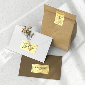 MUNBYN gold glitter rectangle labels are ideal for use as envelope seals.