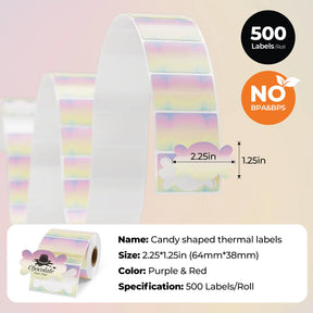 MUNBYN 2.25"x1.25" Candy Shaped Thermal Labels for Halloween