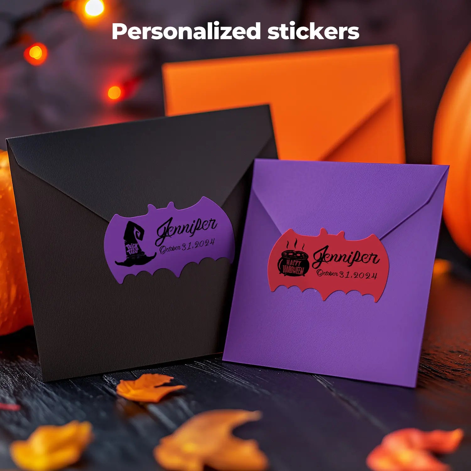 MUNBYN 2.25"x1.25" Bat Shaped Thermal Labels for Halloween