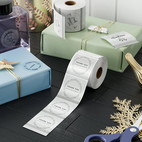 MUNBYN clear round thermal labels are ideal for labelling gift boxes.