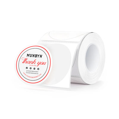 MUNBYN Round Dual Color Red&Black Thermal Labels 150/Roll