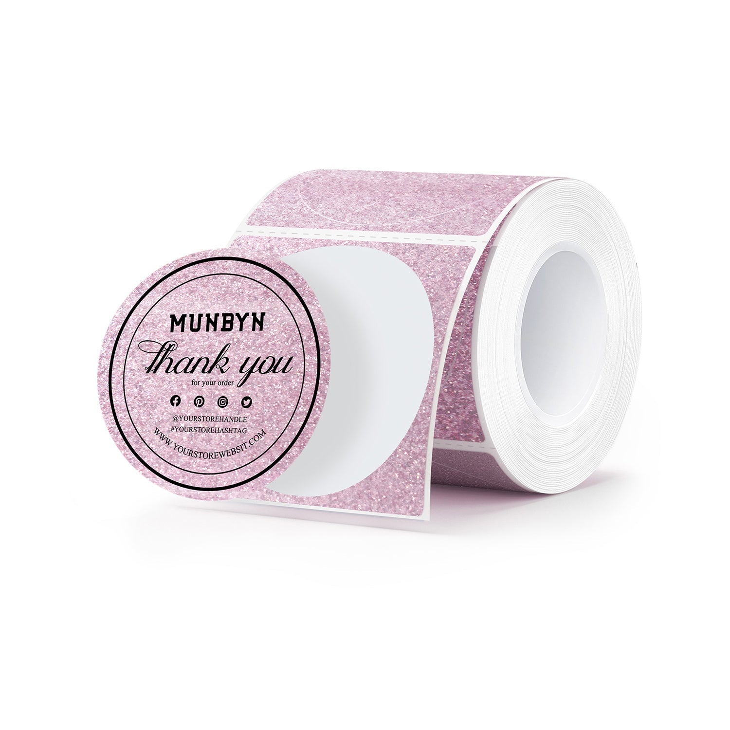 MUNBYN 2" Glitter Thermal Labels for Branding Stickers