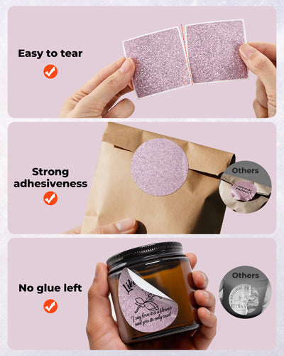 MUNBYN 2" Glitter Thermal Labels for Branding Stickers