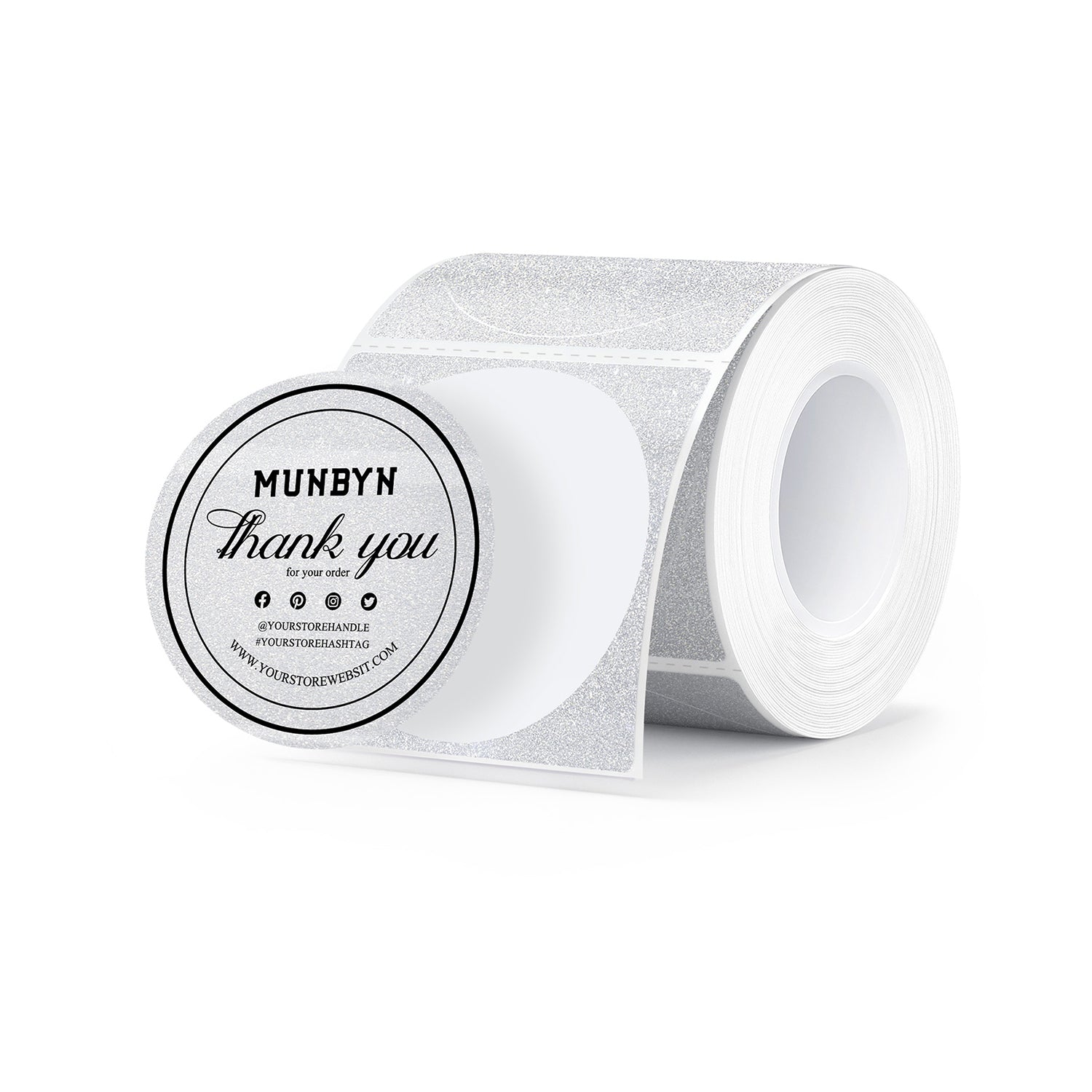 MUNBYN 2" Glitter Thermal Labels for Branding Stickers