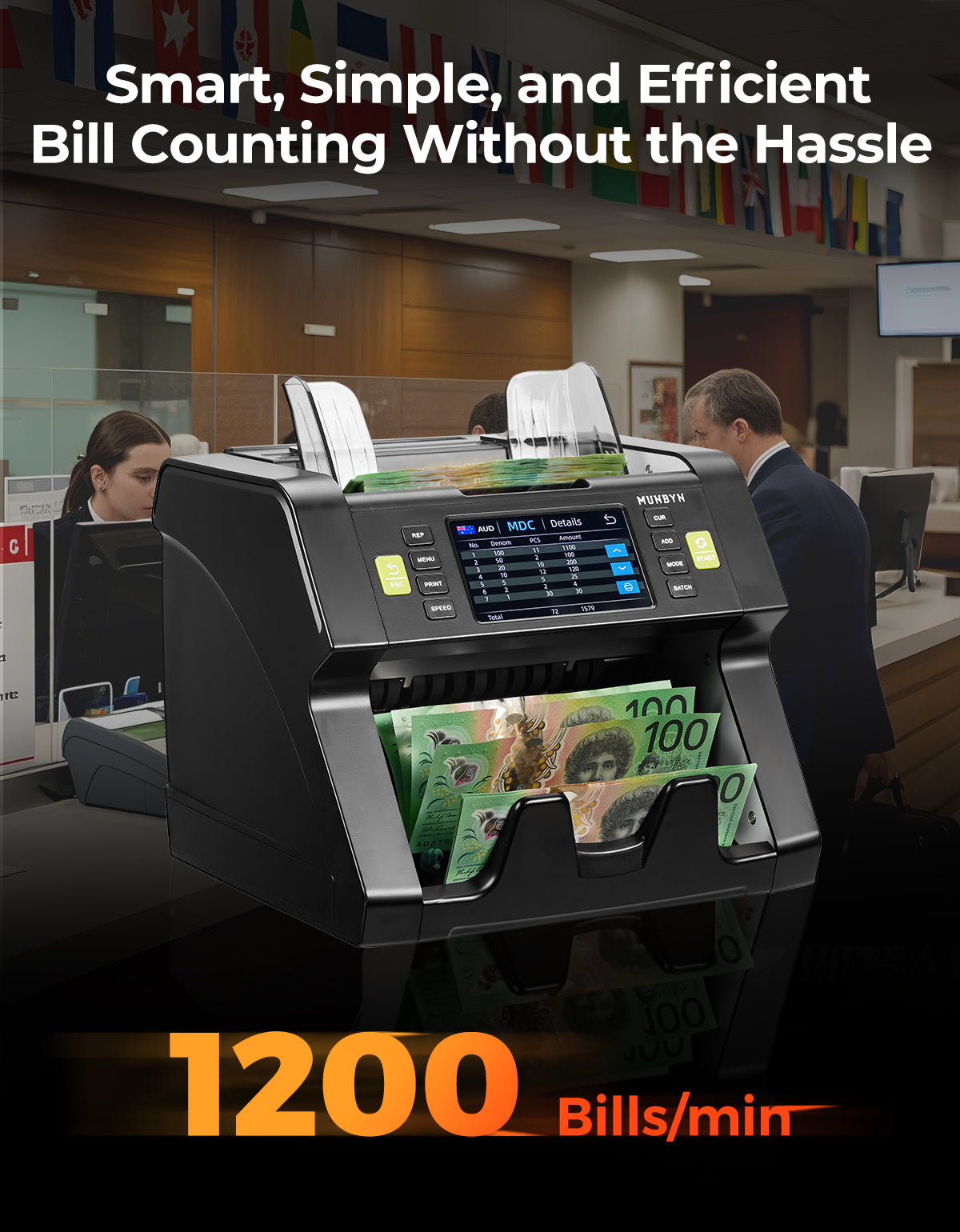 MUNBYN IMC21 Mixed Denomination Money Counter Machine for Business