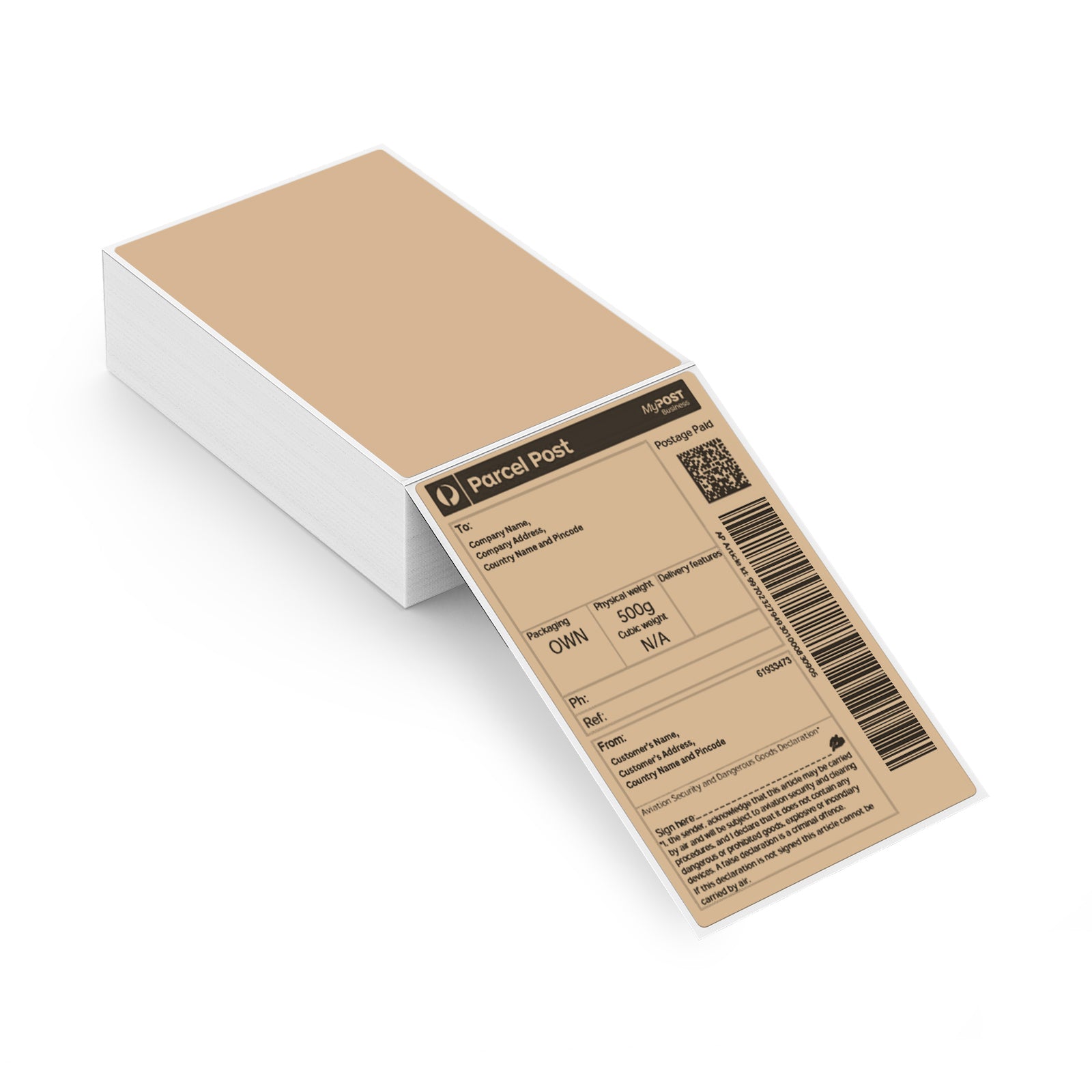 MUNBYN 4"x6" Fan-Fold Direct Thermal Shipping Labels (500/Stack) – Compatible with AU Post (100×150mm)
