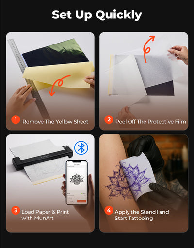 MUNBYN ITP05S Tattoo Stencil Bluetooth Thermal Printer with 20 Sheets Transfer Paper