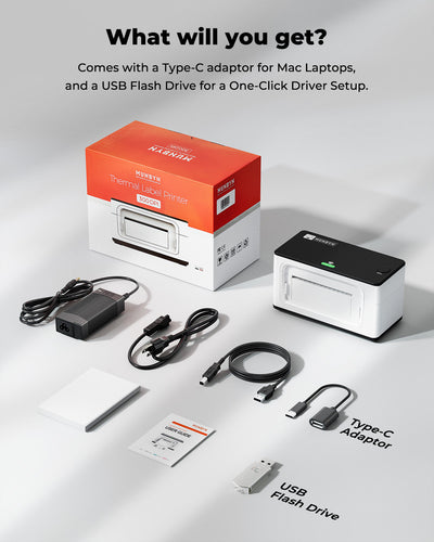 MUNBYN RealWriter 941BP 300DPI Bluetooth Printer & Rectangle Labels Bakery HD Packaging Kit