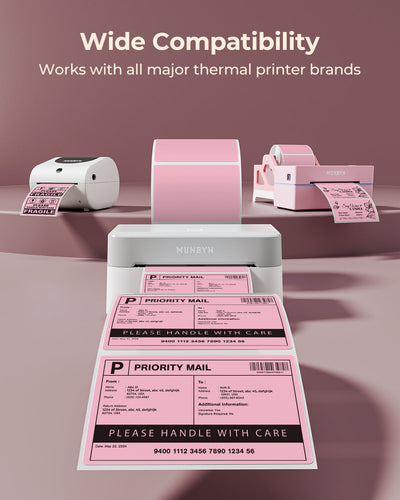 Rectangle labels printed on MUNBYN label printer paper, 4x3 inches, shown on a white background.