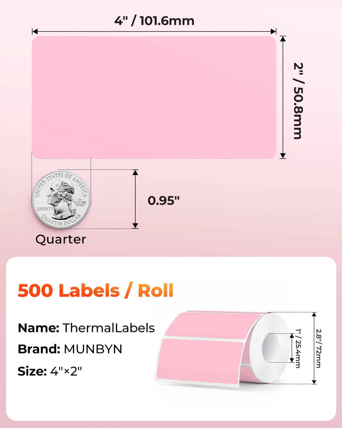 MUNBYN 4" x 2" Rectangle Thermal Labels for Mailing and Barcode Labels