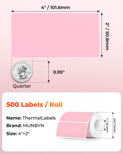 MUNBYN 4" x 2" Rectangle Thermal Labels for Mailing and Barcode Labels
