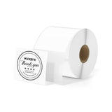 Roll of white thermal thank you labels for shipping and packaging orders