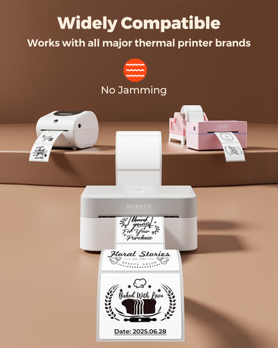 Thermal printers printing custom shipping and product labels, compatible with major brands