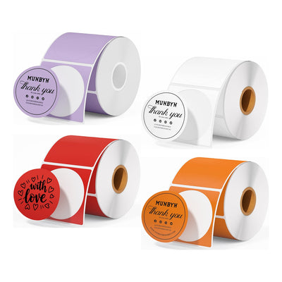 MUNBYN 2" Circle Thermal Label Bundles for Product, Logo and Multi-Purpose Stickers (750/Roll)