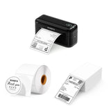 Thermal label printer with shipping labels, rolls, and thank you stickers for packaging