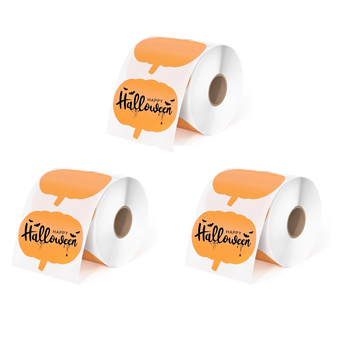 Pumpkin 3" Shaped Direct Thermal Stickers Labels