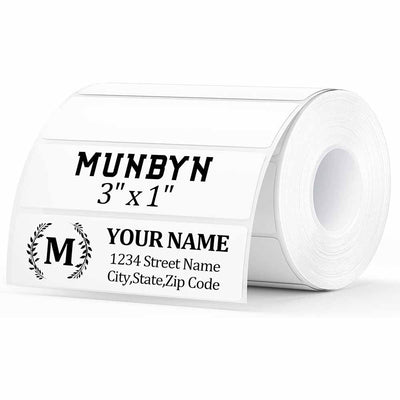 A sheet of 3x1 inch rectangle labels printed on MUNBYN label printer paper with black text on white background.