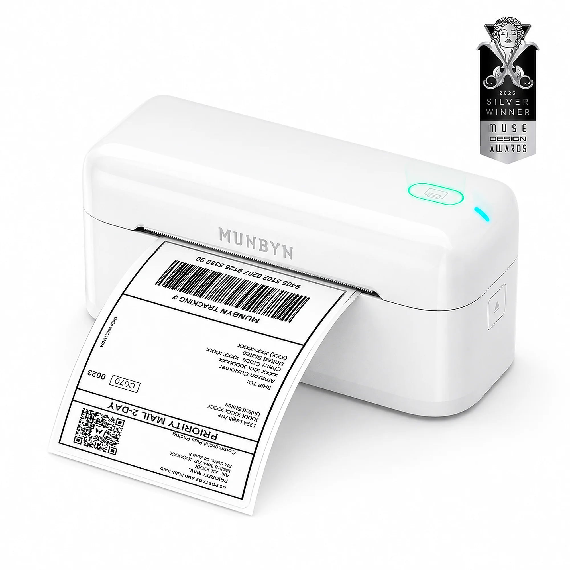 MUNBYN RW402B Bluetooth Thermal Printer White