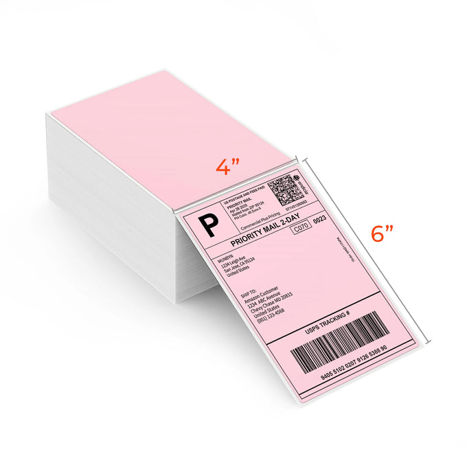 MUNBYN 4x6 Pink Fan-Fold Direct Thermal Shipping Labels