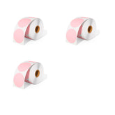 We offer three rolls of pink direct thermal round labels as a kit, with 750 labels per roll.