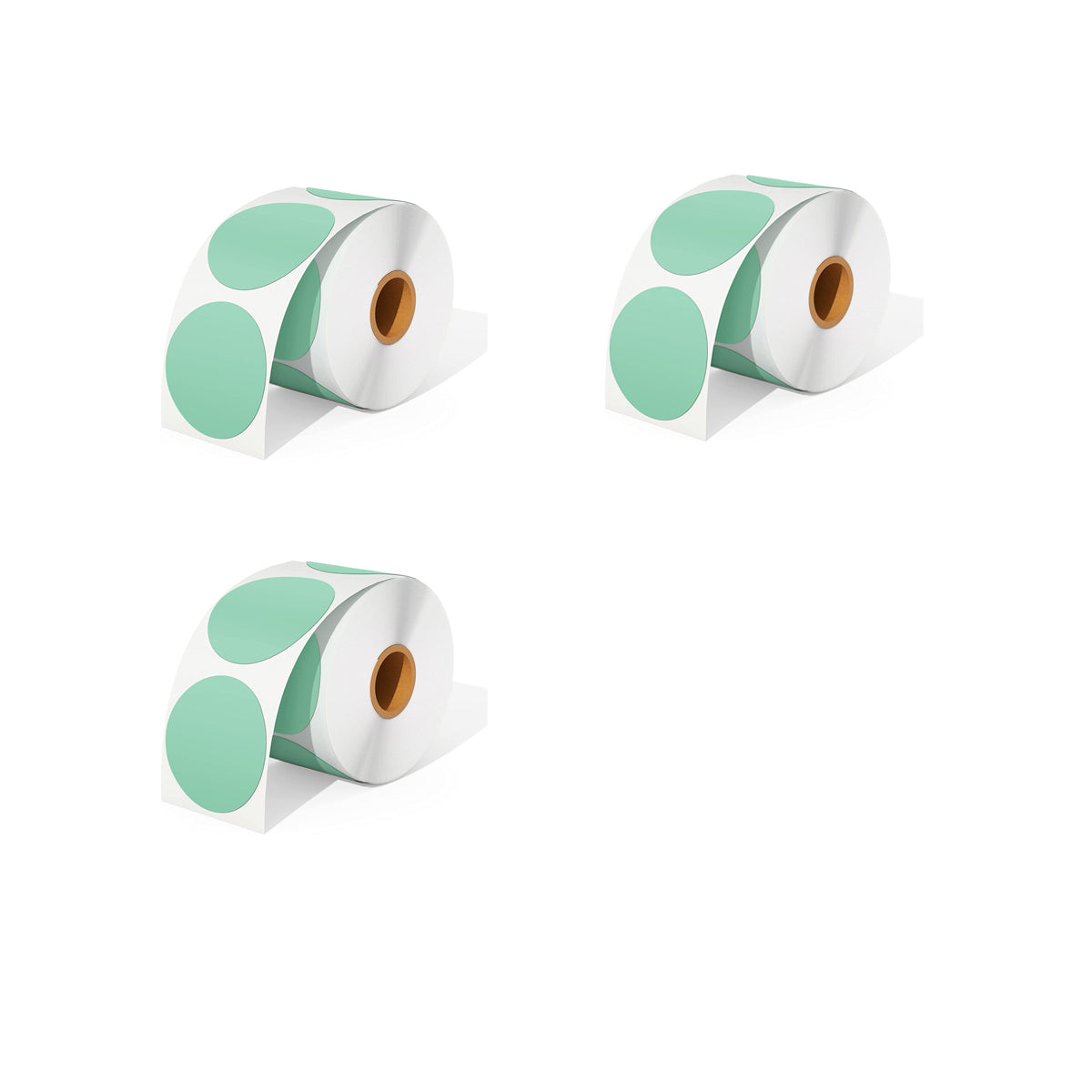 We offer three rolls of green direct thermal round labels as a kit, with 750 labels per roll.