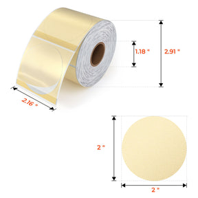 The size of MUNBYN gold round thermal label sticker is 50mm.