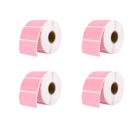 MUNBYN offers a kit containing four rolls of 57mm x 32mm pink rectangle thermal label stickers.