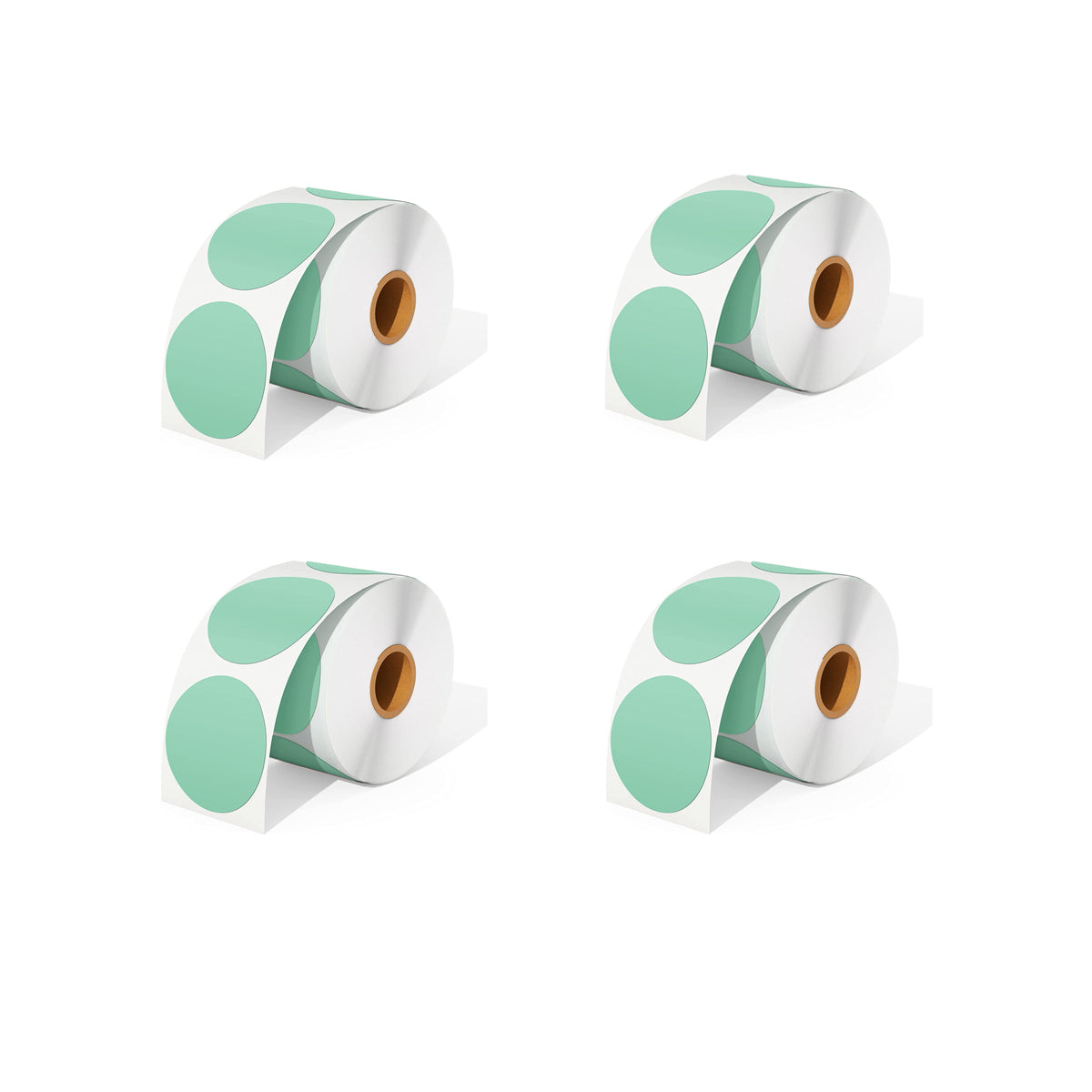 We offer four rolls of green direct thermal round labels as a kit, with 750 labels per roll.
