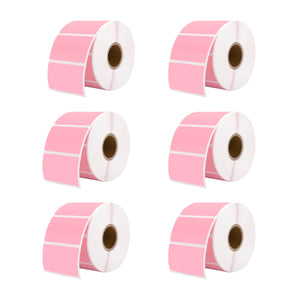 MUNBYN offers a kit containing three rolls of 57mm x 32mm pink rectangle thermal label stickers.