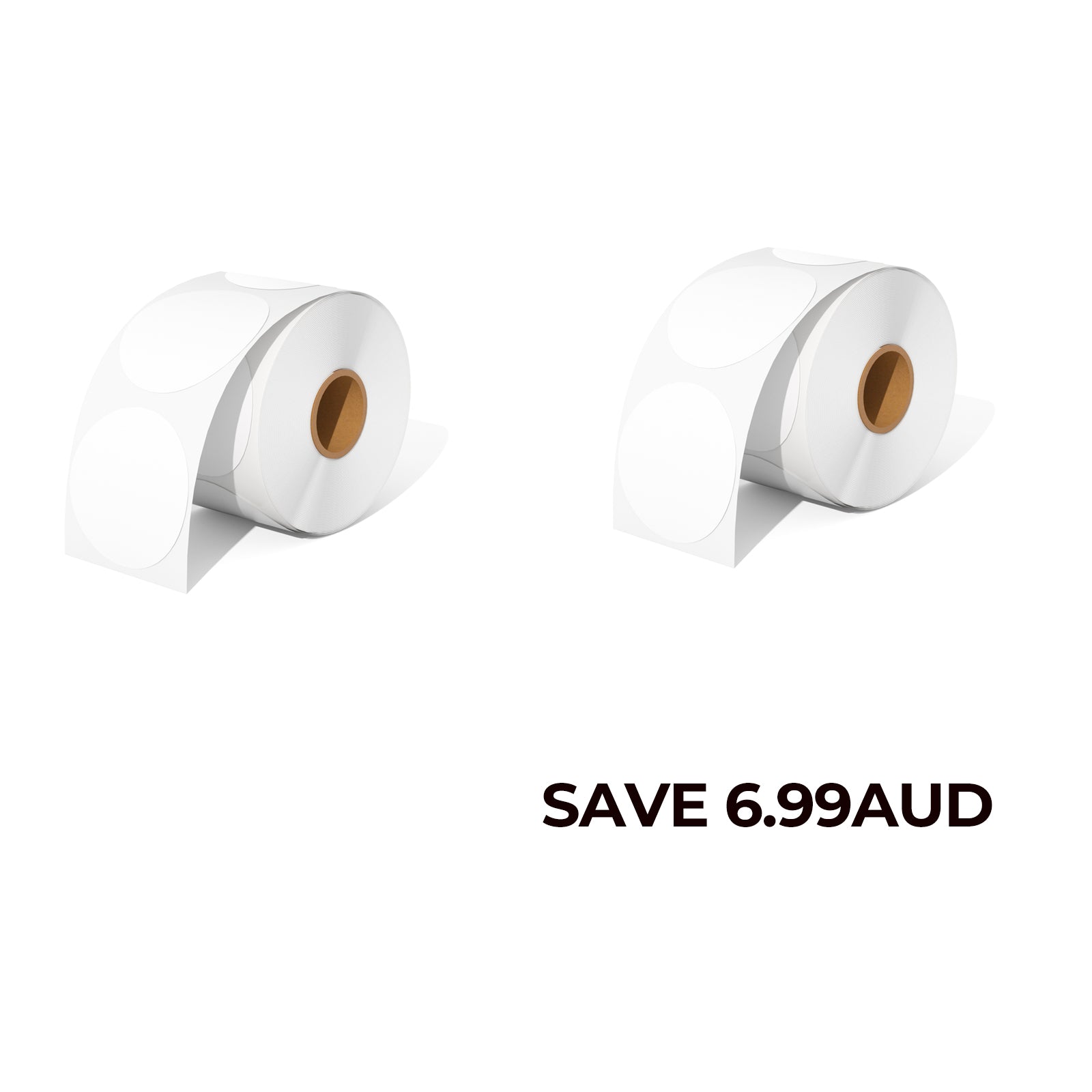 Save $6.99AUD on two rolls of blank thermal round labels.